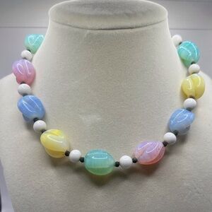 Vintage Pastel Beaded Opalite Necklace